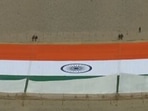 World's largest Khadi national flag, in Leh (Image credit: Doordarshan)