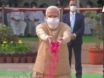 PM Modi said Gandhi's principles are globally relevant and give strength to millions.(ANI/Twitter) PM Modi said Gandhi's principles are globally relevant and give strength to millions.(ANI/Twitter)