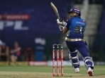 Rohit Sharma plays one on the leg side. (MI/Twitter) Rohit Sharma plays one on the leg side. (MI/Twitter)
