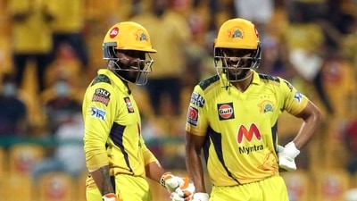 Ravindra Jadeja and Ruturaj Gaikwad of Chennai Super Kings during the match 47 of Vivo Indian Premier League between the Rajasthan Royals and the Chennai Super Kings, at the Sheikh Zayed Stadium, in Abu Dhabi on Saturday. (ANI Photo) (ANI) Ravindra Jadeja and Ruturaj Gaikwad of Chennai Super Kings during the match 47 of Vivo Indian Premier League between the Rajasthan Royals and the Chennai Super Kings, at the Sheikh Zayed Stadium, in Abu Dhabi on Saturday. (ANI Photo) (ANI)