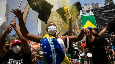 Saturday’s protest targeted the president for his mishandling of the Covid-19 pandemic (AP) Saturday’s protest targeted the president for his mishandling of the Covid-19 pandemic (AP)