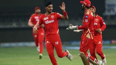 Arshdeep Singh celebrates a wicket. (IPL/Twitter) Arshdeep Singh celebrates a wicket. (IPL/Twitter)