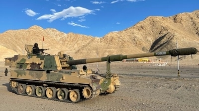 The K9-Vajra self-propelled howitzer is being manufactured by Larsen and Toubro in Gujarat. (ANI Photo)