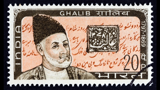 A stamp issued in 1969 to mark the 100th death anniversary of poet Mirza Ghalib (1797-1869). (Shutterstock)