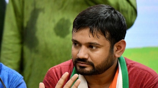 Kanhaiya Kumar speaks during a press conference after joining Congress at party headquarters, in New Delhi on Tuesday. (Rahul Singh)