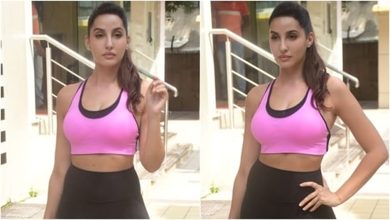 In the few years that Nora Fatehi has been a part of the film industry, she has proven her sartorial prowess both on and off the screen. While the dancer turned actor's red carpet looks are swoon-worthy, she never fails to make a statement with her off-duty looks too. Her gym look for today is proof.(HT Photo/Varinder Chawla)