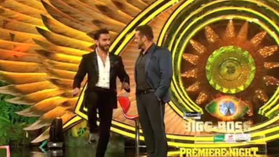 Ranveer Singh with Salman Khan on Bigg Boss 15 premiere night.