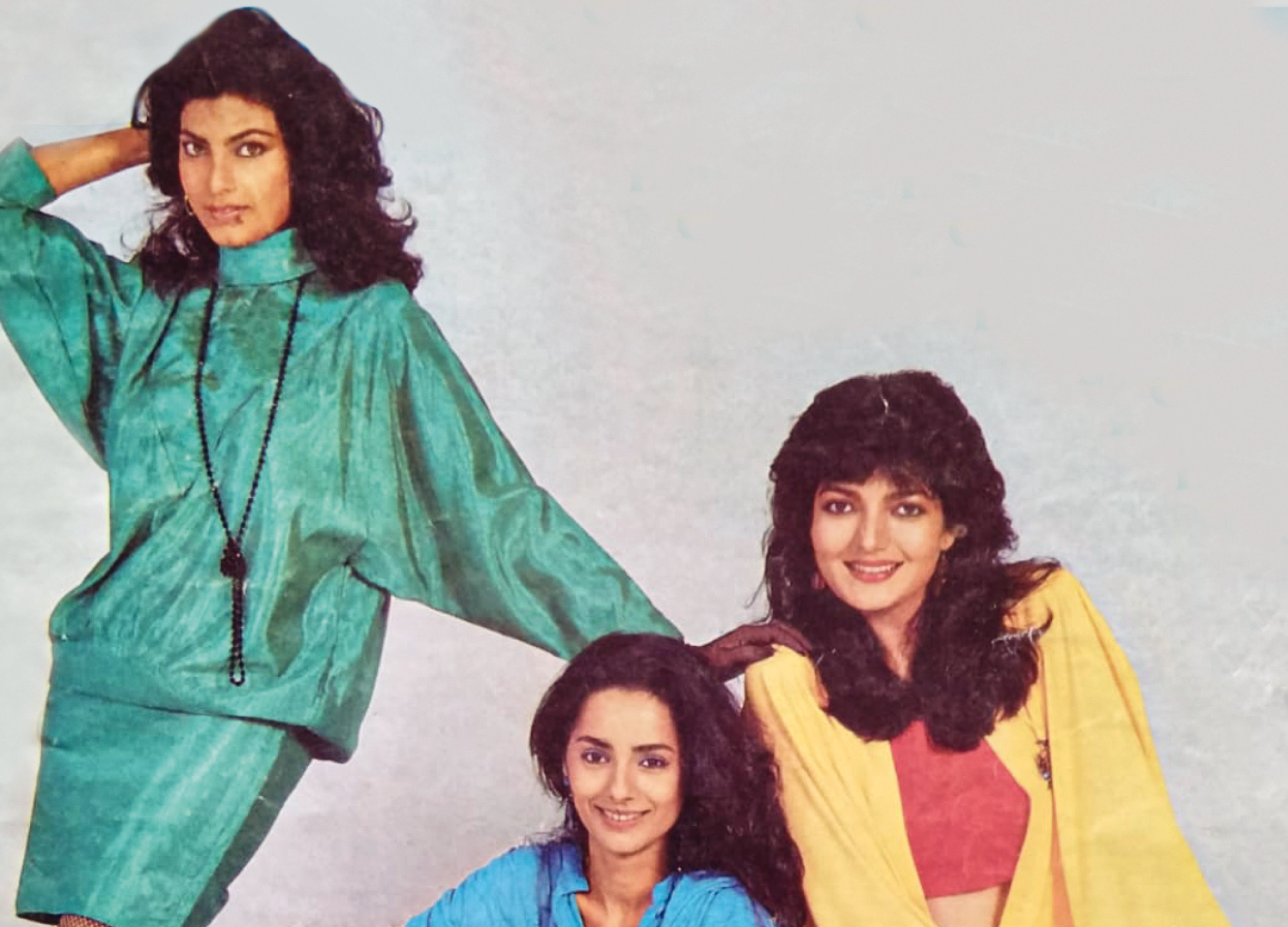 Flanked by Kimi Katkar and Kitu Gidwani for a magazine cover shoot Flanked by Kimi Katkar and Kitu Gidwani for a magazine cover shoot