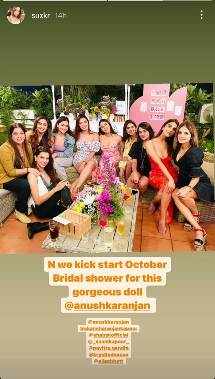 Anushka Ranjan and friends at her bridal shower-birthday bash.