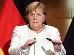 Outgoing German Chancellor Angela Merkel speaks on the occasion of the 31st anniversary of Germany's Unification Day, in the city of Halle, Germany. (Jan Woitas/Pool via REUTERS)