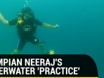 Neeraj Chopra's underwater javelin throw 'practice' video goes viral Neeraj Chopra's underwater javelin throw 'practice' video goes viral