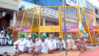 Farmers got up from their seats during a public event and raised slogans against Congress MLA at a gurdwara at Sri Hargobindpur in Gurdaspur. (HT File Photo FOR REPRESENTATIVE PURPOSES ONLY)