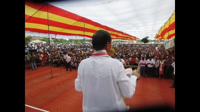 Uttar Pradesh deputy CM Dinesh Sharma addressing the Kisan Mahapanchayat, at which he cited schemes and measures initiated by the BJP for farmers’ welfare. Uttar Pradesh deputy CM Dinesh Sharma addressing the Kisan Mahapanchayat, at which he cited schemes and measures initiated by the BJP for farmers’ welfare.