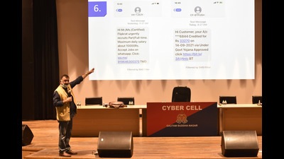 The Gautam Budh Nagar police conducted a training session on cybercrime for police officials in Noida on Sunday. (Sunil Ghosh/HT) The Gautam Budh Nagar police conducted a training session on cybercrime for police officials in Noida on Sunday. (Sunil Ghosh/HT)