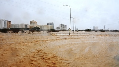Flooded streets are seen as Cyclone Shaheen approached Muscat Oman, October 3, 2021. (REUTERS/Sultan Al Hassani) (REUTERS)
