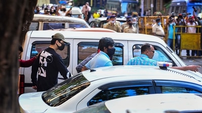 Shah Rukh Khan's son Aryan Khan was taken for his medical examination on Sunday before his arrest.&nbsp; (PTI)