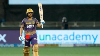 Shubman Gill celebrates his half-century. (BCCI/IPL)