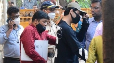 Aryan Khan outside the NCB office. Aryan Khan outside the NCB office.