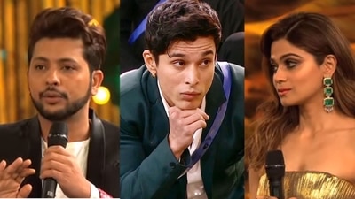 Nishant Bhat, Pratik Sehajpal and Shamita Shetty on Bigg Boss 15. Nishant Bhat, Pratik Sehajpal and Shamita Shetty on Bigg Boss 15. 