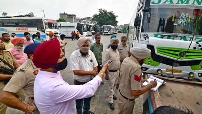 Following the transport minister’s directions, Ludhiana Improvement Trust chairperson Raman Balasubramaniam wrote to the RTA on the spot, requesting that action be taken against encroachment of government land by private buses.; the buses were impounded soon after (Gurpreet Singh/HT) Following the transport minister’s directions, Ludhiana Improvement Trust chairperson Raman Balasubramaniam wrote to the RTA on the spot, requesting that action be taken against encroachment of government land by private buses.; the buses were impounded soon after (Gurpreet Singh/HT)