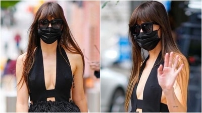 Dakota Johnson in sexy little black fur dress worth ₹2 lakh turns NYC streets into her runway (Instagram/@dakotahighnes) Dakota Johnson in sexy little black fur dress worth ₹2 lakh turns NYC streets into her runway (Instagram/@dakotahighnes)