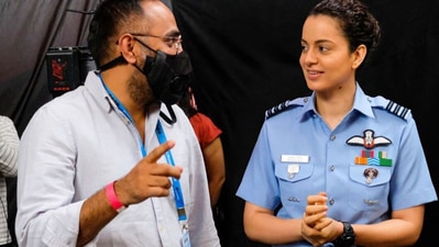 Kangana Ranaut with Tejas director Sarvesh Mewara, Kangana Ranaut with Tejas director Sarvesh Mewara,