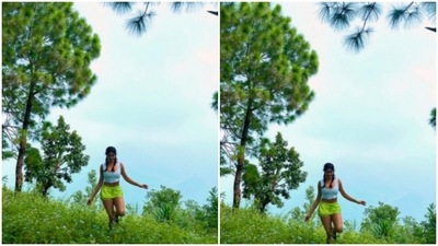 She matched the greens in the backdrop with her getaway fashion quite aptly. The pictures of Janhvi are giving us major travel FOMO. (Instagram/@janhvikapoor)