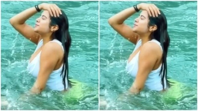 “Les fluers du mal,” Janhvi aptly captioned ger pictures. Here’s a snippet of the actor taking a dip in the river. (Instagram/@janhvikapoor)