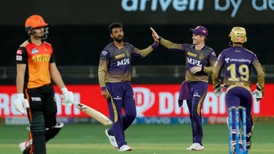 Varun Chakaravarthy picked up two wickets (BCCI/IPL) Varun Chakaravarthy picked up two wickets (BCCI/IPL)