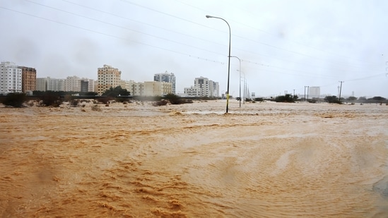 Flooded streets are seen as Cyclone Shaheen approached Muscat Oman, October 3, 2021. (REUTERS/Sultan Al Hassani)(REUTERS)