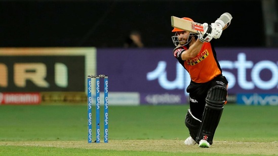 Sunrisers Hyderabad skipper Kane Williamson plays a shot during the match.(BCCI/IPL)