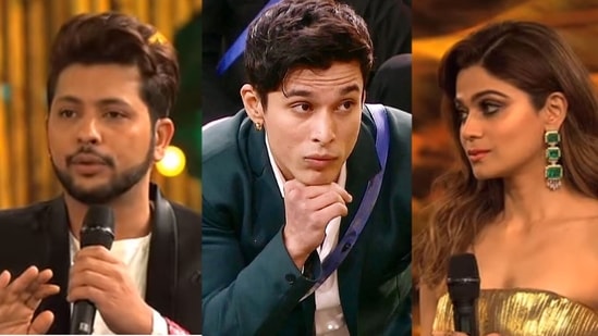 Nishant Bhat, Pratik Sehajpal and Shamita Shetty on Bigg Boss 15.&nbsp;