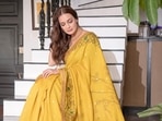 Dia Mirza serves another sizzling look in yellow, this time in kalamkari saree(Instagram/diamirzaofficial) Dia Mirza serves another sizzling look in yellow, this time in kalamkari saree(Instagram/diamirzaofficial)