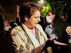 Priyanka Gandhi Vadra and other party leaders were detained before reaching Lakhimpur Kheri. (PTI Photo) Priyanka Gandhi Vadra and other party leaders were detained before reaching Lakhimpur Kheri. (PTI Photo)
