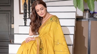 Dia Mirza serves another sizzling look in yellow, this time in kalamkari saree (Instagram/diamirzaofficial) Dia Mirza serves another sizzling look in yellow, this time in kalamkari saree (Instagram/diamirzaofficial)