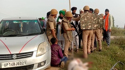 The farmers who were agitating against the new farm laws blocked the road to oppose the deputy CM’s visit. (File Photo) The farmers who were agitating against the new farm laws blocked the road to oppose the deputy CM’s visit. (File Photo)