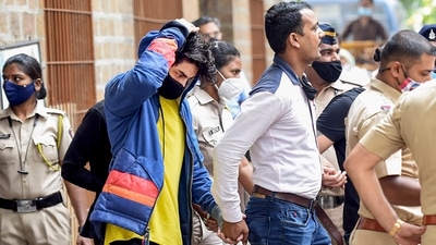 Actor Sharukh Khan's son Aryan Khan being taken to hospital in Mumbai on Monday. (PTI Photo) Actor Sharukh Khan's son Aryan Khan being taken to hospital in Mumbai on Monday. (PTI Photo)