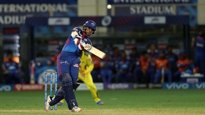 In response, DC opener Shikhar Dhawan, en route to 39, powered the side to 51-2 after 6 overs. (BCCI/IPL) In response, DC opener Shikhar Dhawan, en route to 39, powered the side to 51-2 after 6 overs. (BCCI/IPL)
