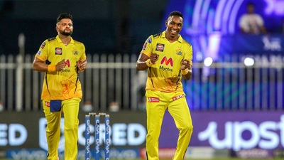Dwayne Bravo of Chennai Super Kings celebrates. (PTI) Dwayne Bravo of Chennai Super Kings celebrates. (PTI)