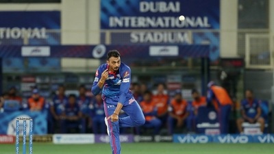 Axar Patel picked up two early wickets to help DC get off to a good start and finished with figures of 2/18 in 4 overs. (BCCI/IPL) Axar Patel picked up two early wickets to help DC get off to a good start and finished with figures of 2/18 in 4 overs. (BCCI/IPL)