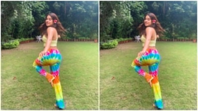 Janhvi is hangout out with nature and her Instagram posts are evidence of the same. The actor shared a picture of herself running around in comfy clothes in a guarded garden of sorts. With her bare feet on the grass, Janhvi can be seen posing for the camera. (Instagram/@janhvikapoor)