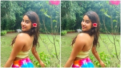 “Flower child,” Janhvi captioned the post. Janhvi posed with a flower tucked behind her ears, with a plant blooming with flowers. Janhvi wore only her smile as the best makeup and she is glowing in the pictures. (Instagram/@janhvikapoor)
