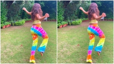 Dressed in a soft yellow cropped tank top and a pair of tie and dye multicoloured palazzos, Janhvi can be spotted dancing around in the garden. With the pictures, Janhvi also taught us a thing or two about how to be fashionable and yet be super comfy in the outfits. She already has fans of her outfit. Janhvi’s colleague from the film industry Sobhita Dhulipala commented on her picture, “Can I borrow these pants?” (Instagram/@janhvikapoor)