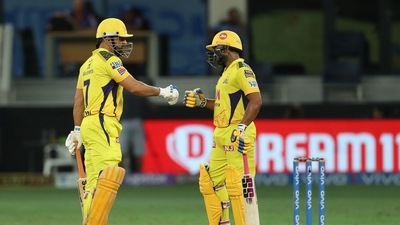 MS Dhoni and Ambati Rayudu then steadied CSK's ship as they stitched an important 70-run stand for the 5th wicket. (BCCI/IPL) MS Dhoni and Ambati Rayudu then steadied CSK's ship as they stitched an important 70-run stand for the 5th wicket. (BCCI/IPL)
