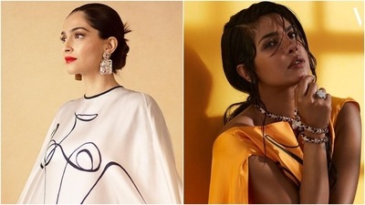 Sonam Kapoor and Priyanka Chopra wear similar flowy dress celebrating the female form (Instagram) Sonam Kapoor and Priyanka Chopra wear similar flowy dress celebrating the female form (Instagram)