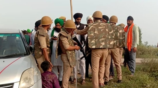 Security personnel at the spot of violence in Lakhimpur Kheri on Sunday. (ANI Photo) Security personnel at the spot of violence in Lakhimpur Kheri on Sunday. (ANI Photo)