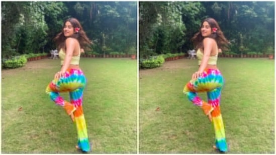 Janhvi is hangout out with nature and her Instagram posts are evidence of the same. The actor shared a picture of herself running around in comfy clothes in a guarded garden of sorts. With her bare feet on the grass, Janhvi can be seen posing for the camera.(Instagram/@janhvikapoor)