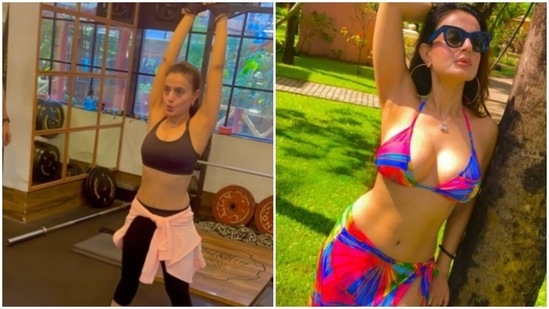 549px x 309px - Ameesha Patel moves out of her comfort zone, tries kettleball swing |  Health - Hindustan Times