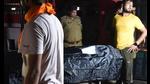 The body of Gurvinder Singh, who was killed in an incident involving protesting farmers in Lakhimpur Kheri, is seen at a mortuary in Lakhimpur. (AFP Photo) The body of Gurvinder Singh, who was killed in an incident involving protesting farmers in Lakhimpur Kheri, is seen at a mortuary in Lakhimpur. (AFP Photo)