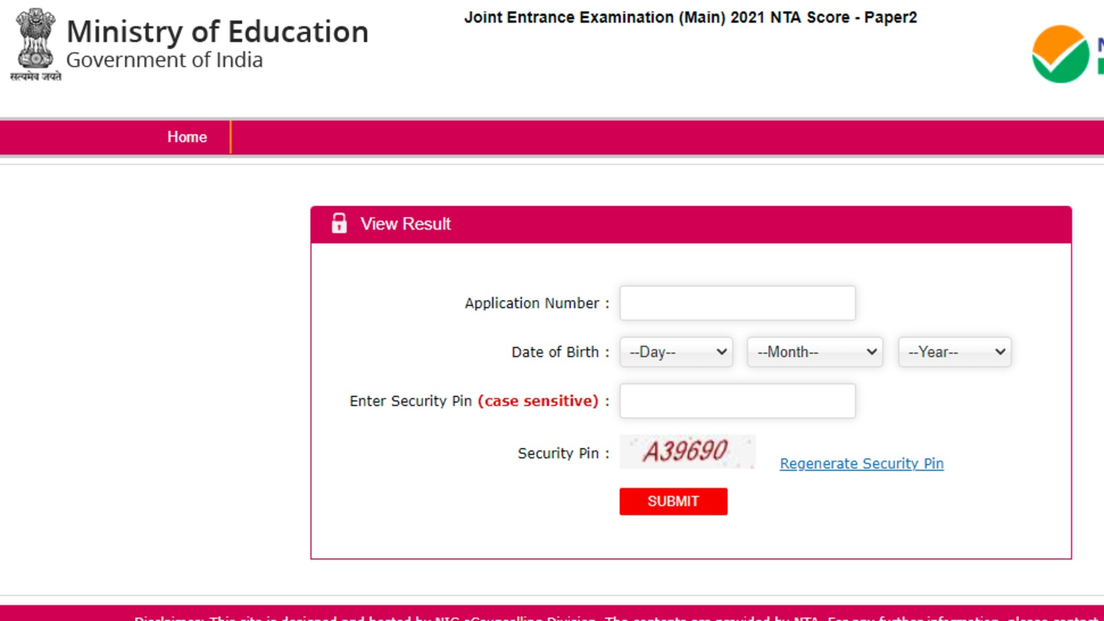 JEE main Paper 2 Results 2021 declared, check NTA score here